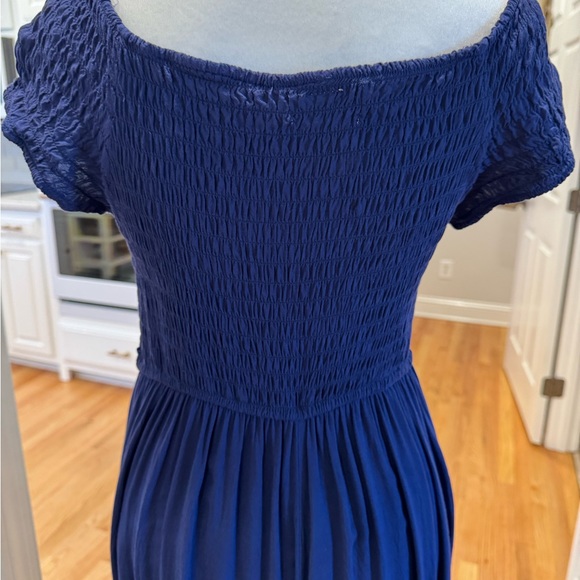 Cotton Emporium Navy Smocked off Shoulder Maxi Dress - Picture 7 of 11